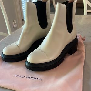 Stuart Weitzman cream leather boots